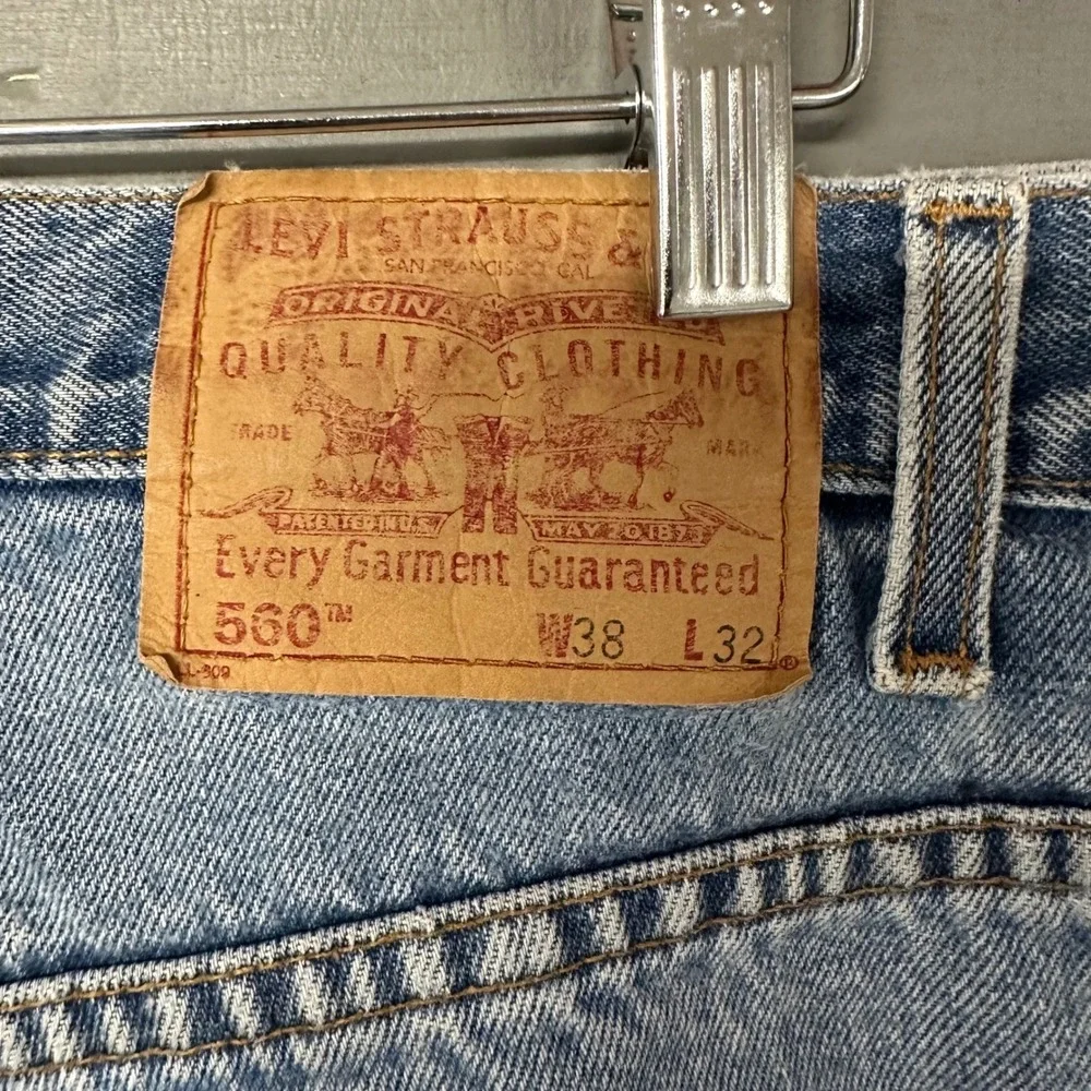 Levi Strauss 560 Mens Jeans W38 L32 Loose Fit Tapered Leg Light Wash Denim‎